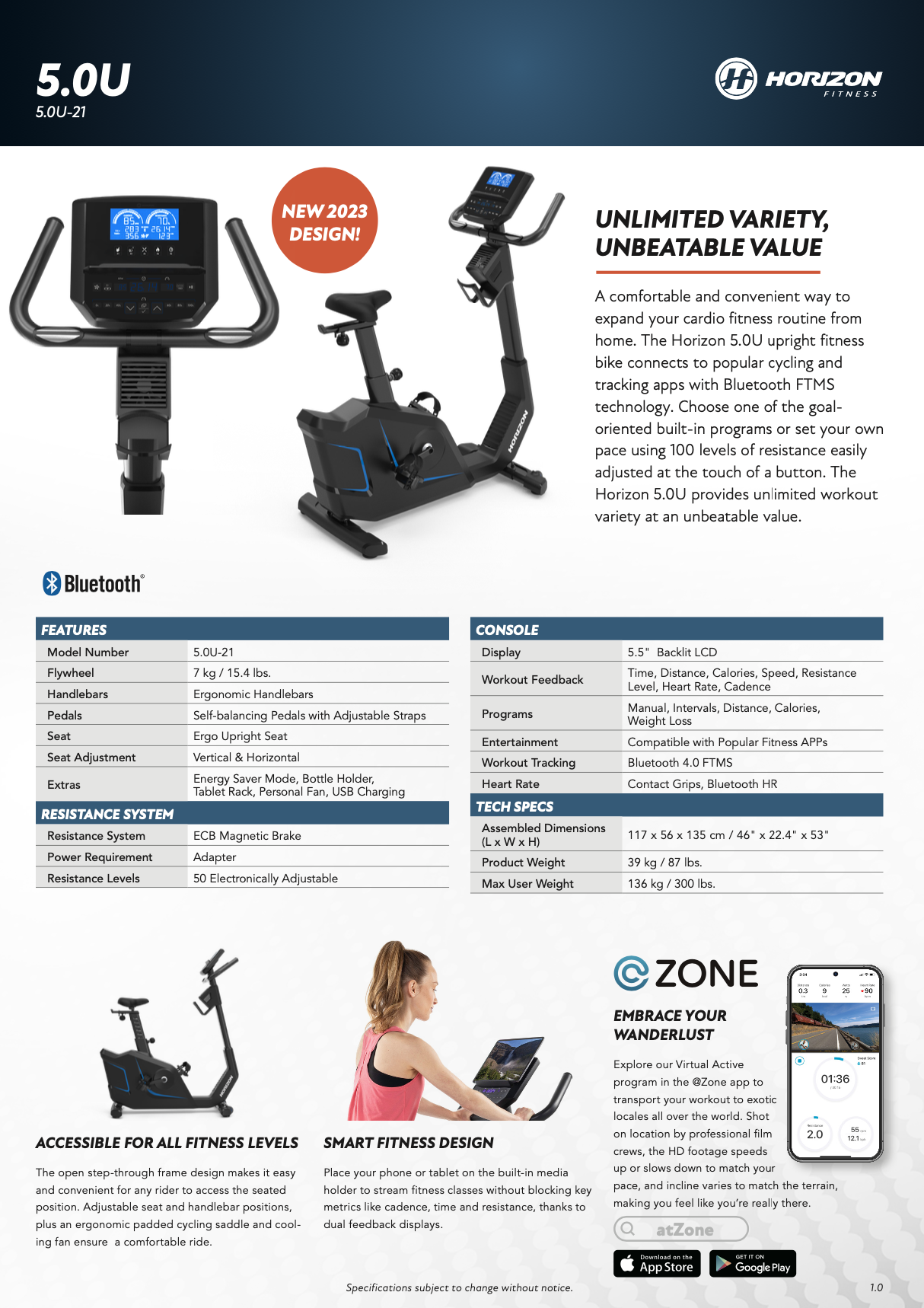 จักรยานนั่งปั่น Horizon Upright Bike 5.0U (New product) Coming soon