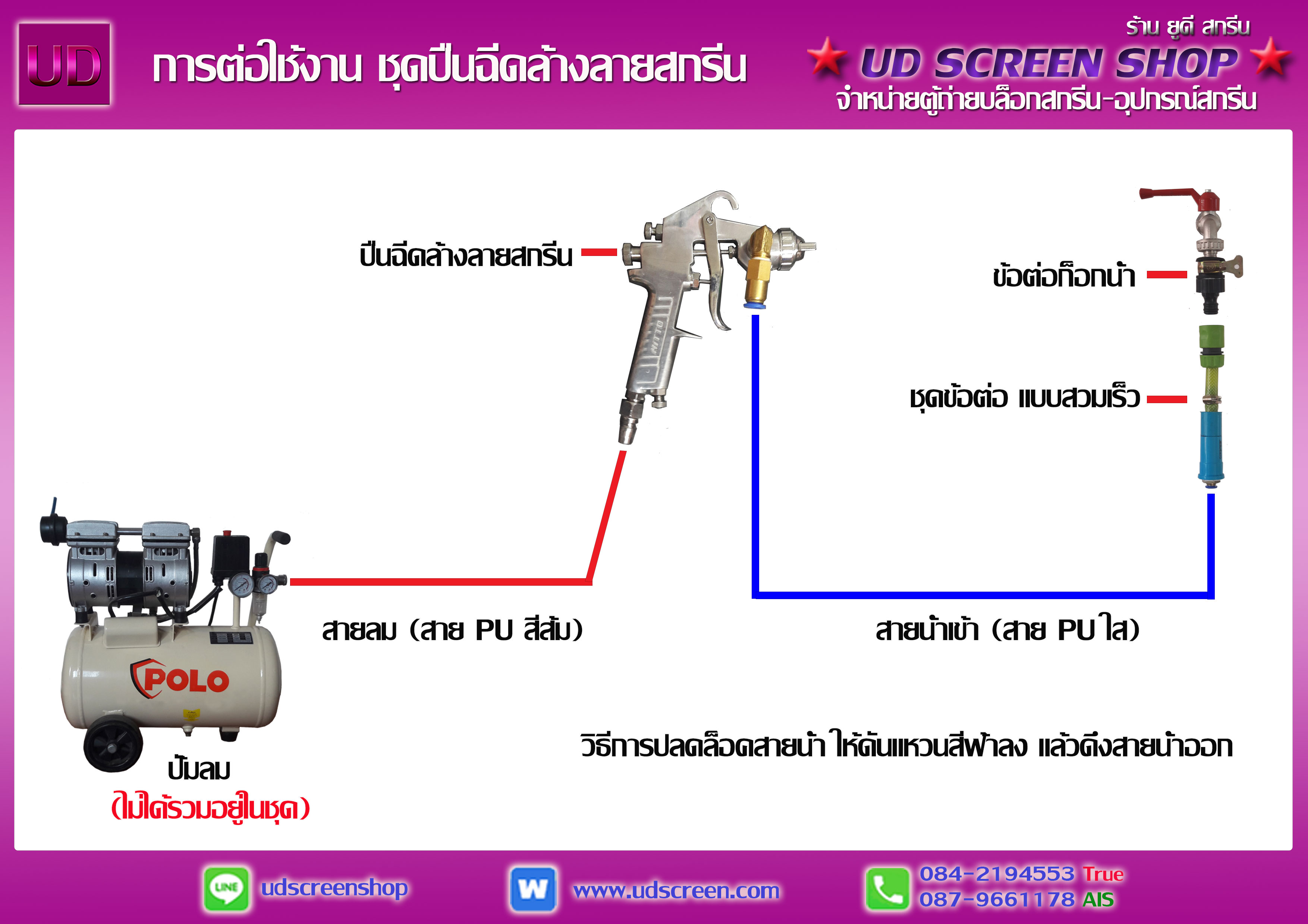ชุดปืนฉีดล้างลายสกรีน
