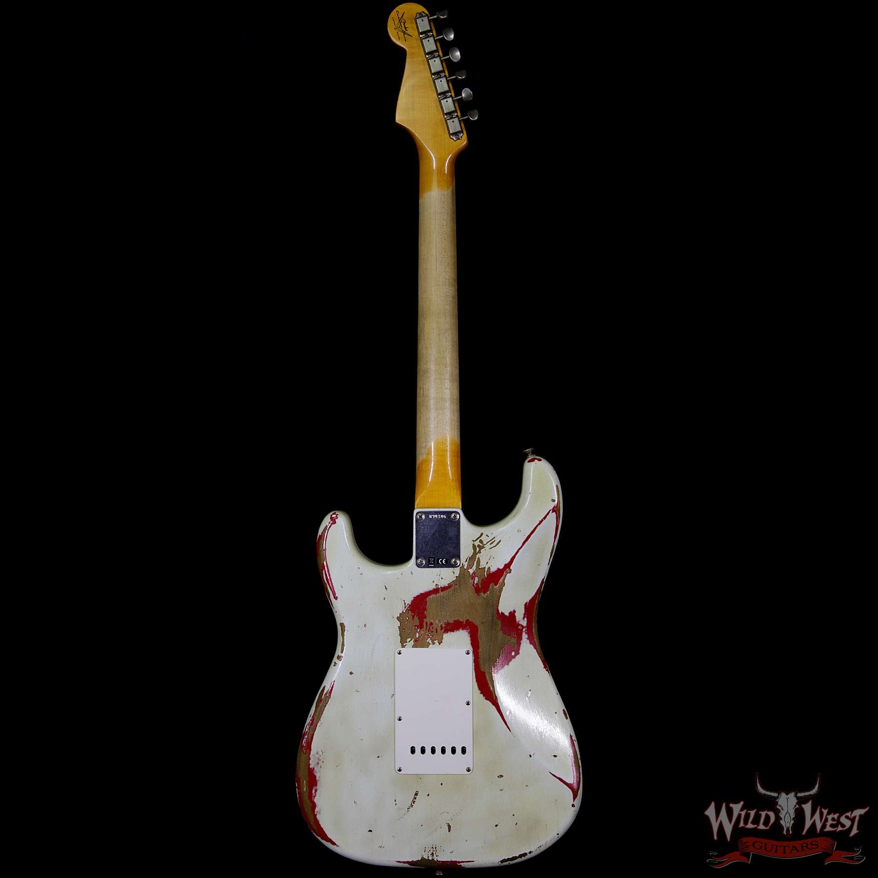 Fender Custom Shop White Lightning 2.0 HSS Stratocaster Heavy Relic Maple Board - Olympic White Over Torino Red