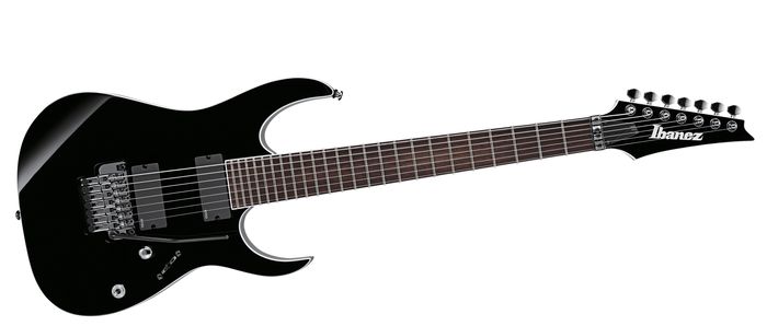 Ibanez Iron Label RGIR27E 7-String Electric Guitar with Tremolo and EMG Pickups Black