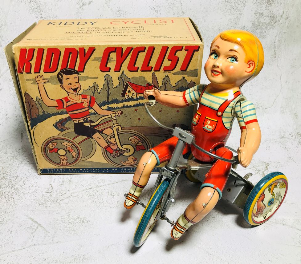 40s Unique Art Kiddy Cyclist Wind up Toy