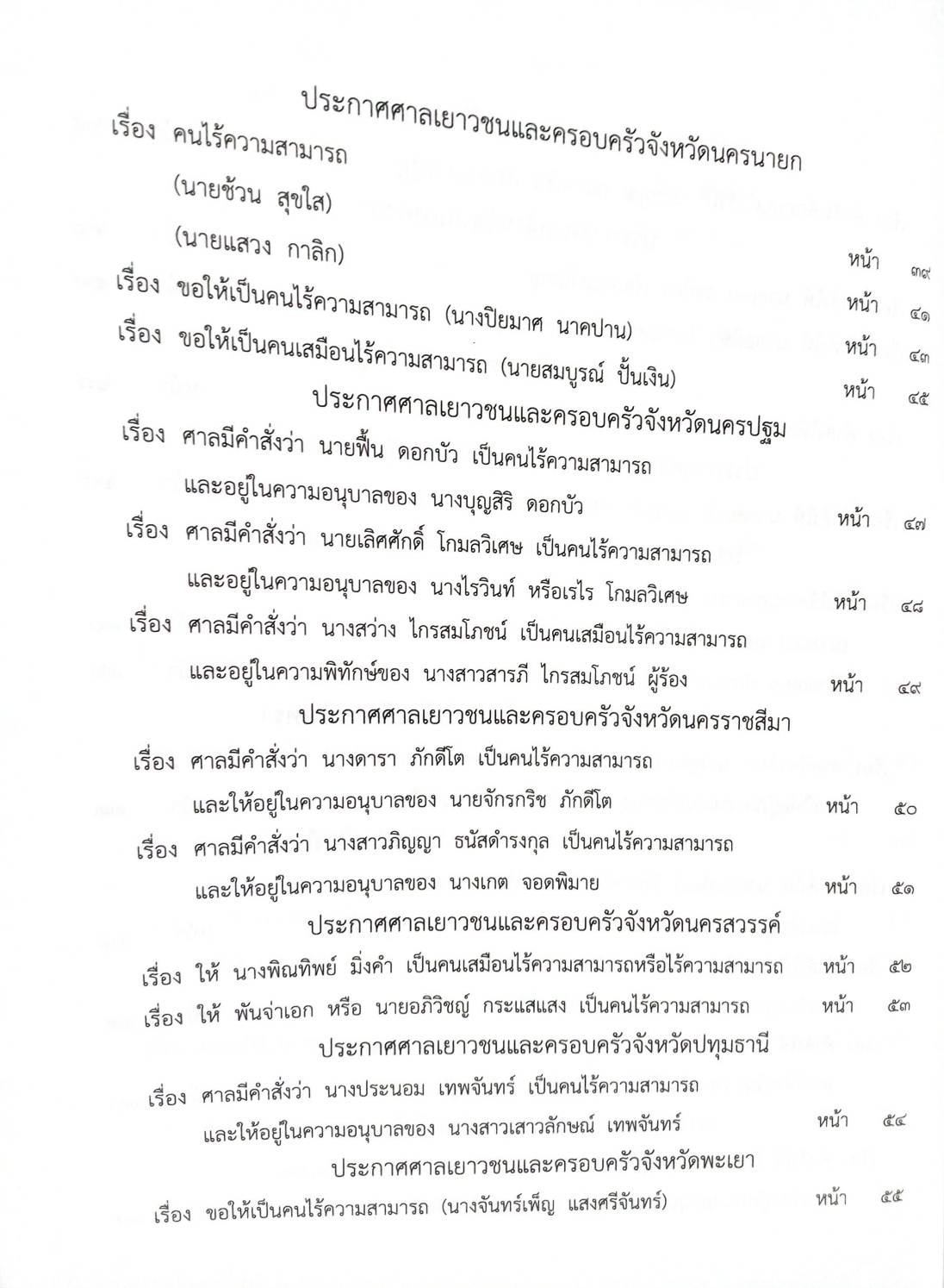 กฎหมายออกใหม่ 79/63 ประกาศกระทรวงการคลัง ประกาศสภาผู้แทนราษฎร ประกาศศาลเยาวชนและครอบครัวฯ