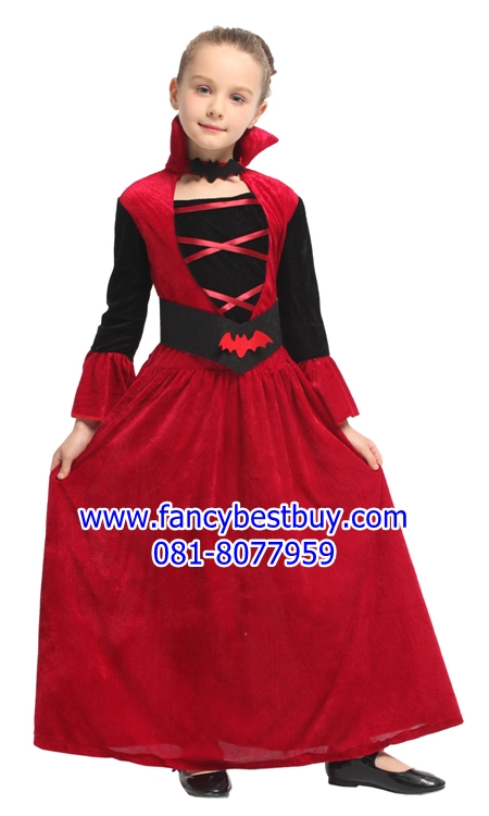 ชุดฮาโลวีนเด็กหญิง ชุดแดร๊กคูล่าหญิงสำหรับงานแฟนซี วันฮาโลวีน VAMPIRES GIRL มีขนาด M, L, XL