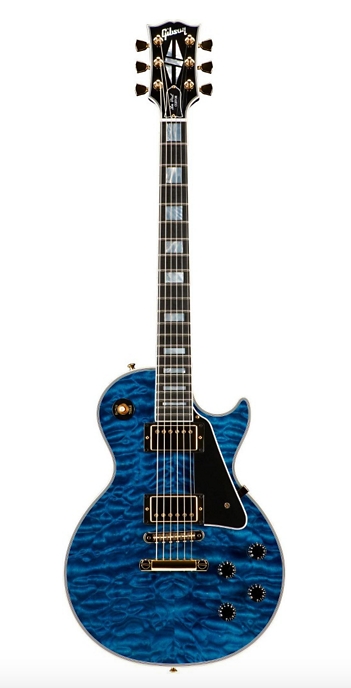 Gibson Custom Les Paul Custom 5A Quilt Top with Gold Hardware Electric Guitar - Transparent Blue
