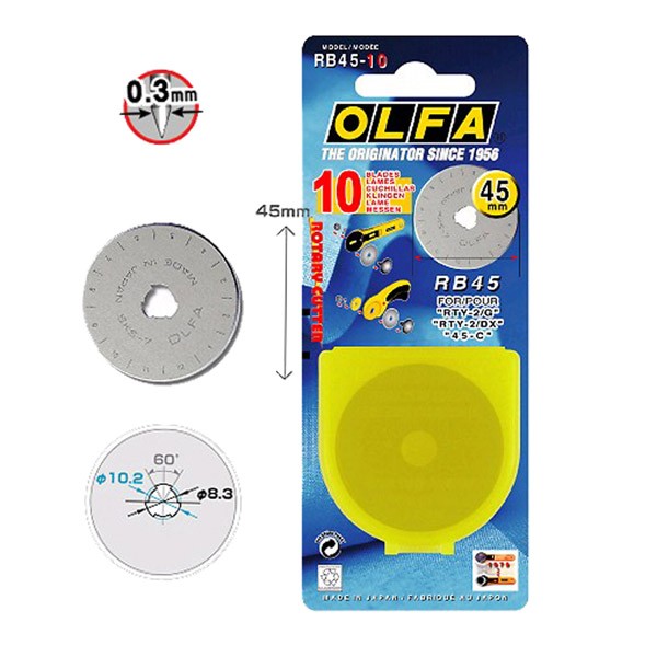 ใบมีดโรตารี่ OLFA RB60-1 ขนาด 60 mm ( จำนวน 1 แผง)