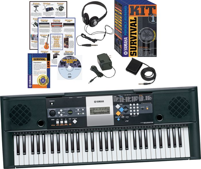 Yamaha PSRE223 61KEY Portable Keyboard with Survival Kit