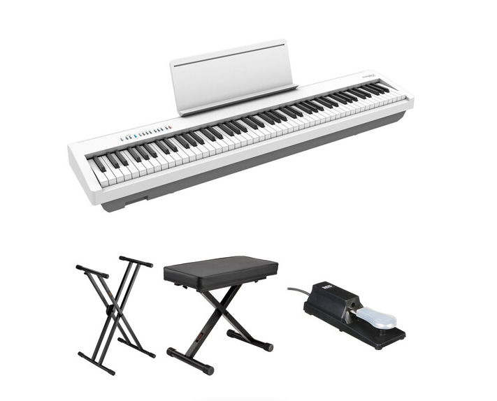 Roland FP-30X Value Bundle with Digital Piano, X-Stand, Pedal, and X-Bench (black,white)