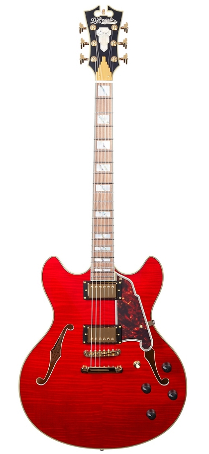 DAngelico Excel Series DC Semi-Hollow Electric Guitar with Stopbar Tailpiece Cherry