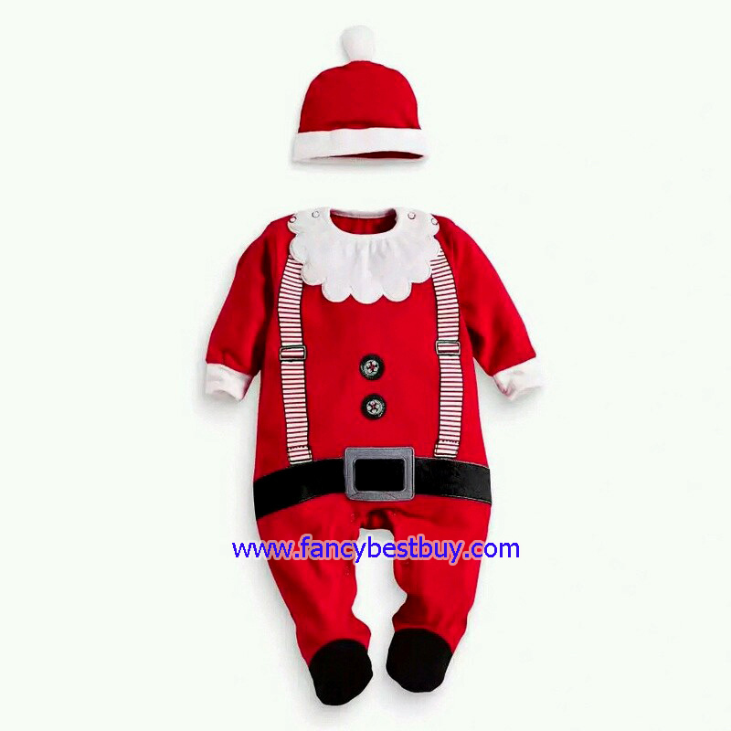 ชุดคริสมาสเด็กเล็กและเด็กทารก Christmas Costume สำหรับ เทศกาลวันคริสมาส(ปลายขาหุ้มขา ไม่ได้หุ้มถึงเท้า) มีขนาด 80