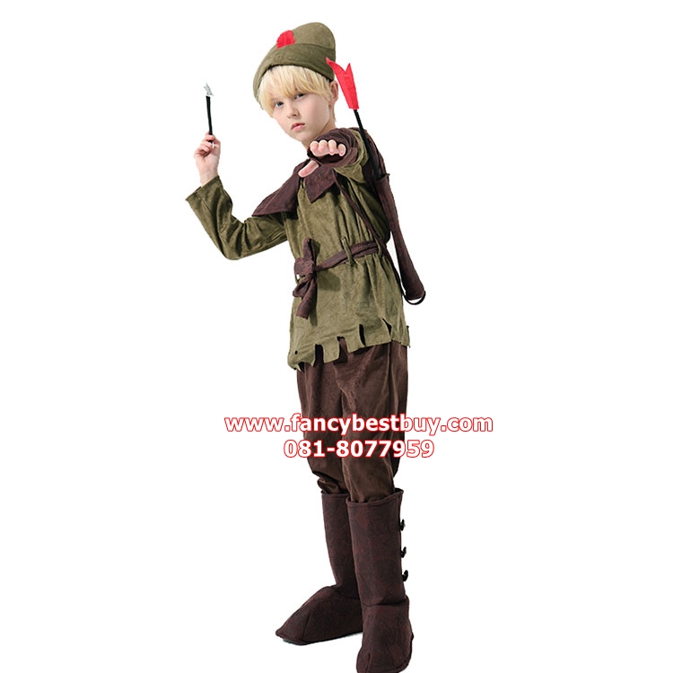 ชุดโรบินฮูด Robin Hood Costume ชุดแฟนซีเด็ก มีขนาด XL พร้อมอุปกรณ์ธนู+รูปดอก+กระเป๋า