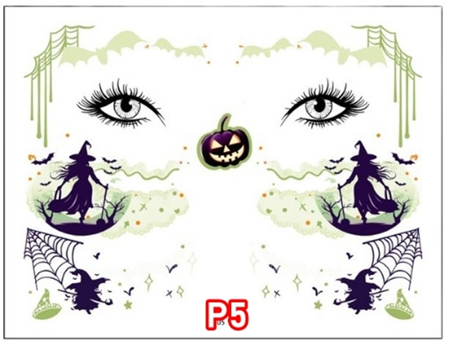 สติ๊กเกอร์แทททูแต่งหน้า ฮาโลวีน2024 SIZE 12*15.8 cm