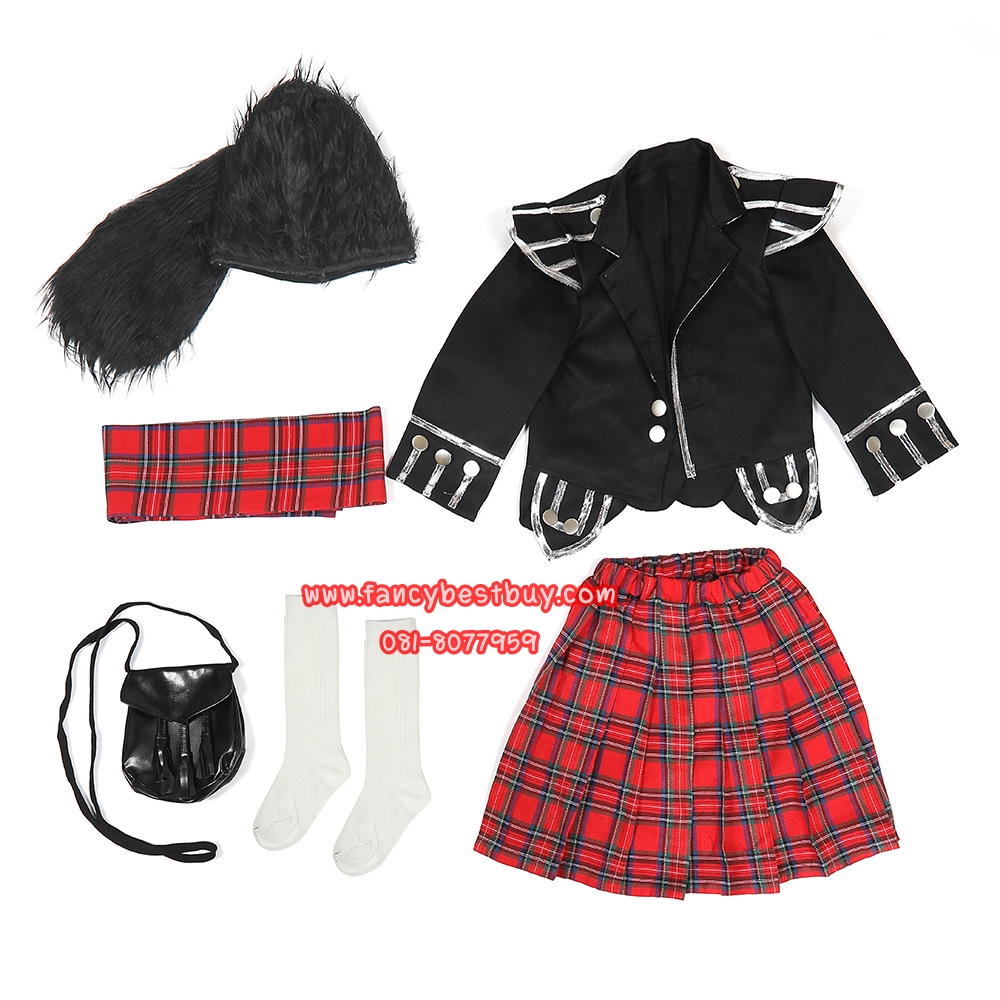 ชุดประจำชาติสกีอตแลนด์ Scotland Costume ชุดทหารอังกฤษ UK Soldier ชุดประจำชาติ มีขนาด XS 95-110, S 110-125, M 125-140, L140-150