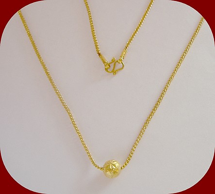 สร้อยคอ ทองแท้ 96.5% จี้บอลกลม - น้ำหนัก 7.6 กรัม