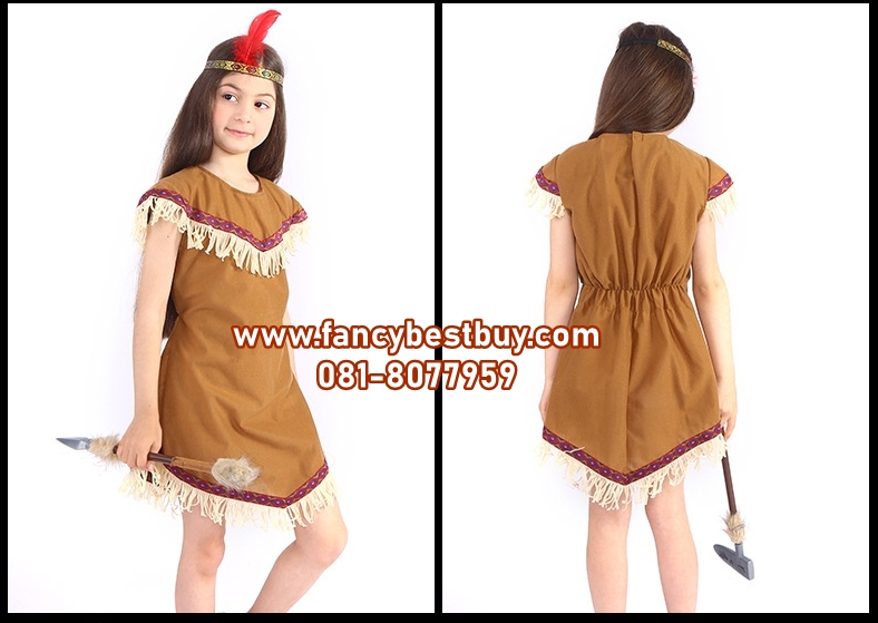 ชุดแฟนซีเด็กอินเดียแดง Indiana Girl มีขนาด L 120-130, XL 130-140