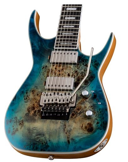 Dean Exile Select Burled Poplar with Floyd Seven-String Electric Guitar Satin Turquoise Burst