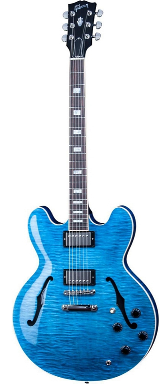 Gibson 2015 Memphis Limited Run ES-335 Figured -Hollow Electric Guitar Indigo Blue