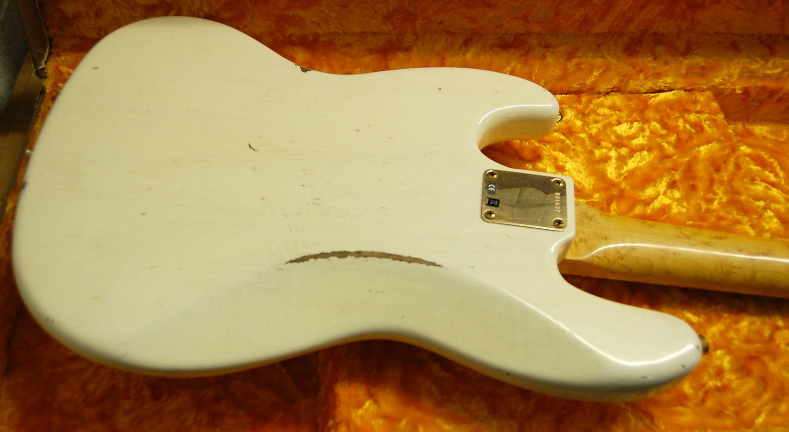 Fender Custom Shop 60 Jazz Bass Relic 2016 Aged Olympic White Matching Peg Head Gold Hardware Birdeye Neck