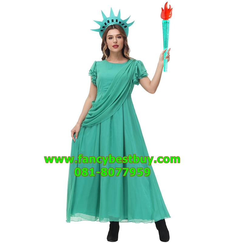 ชุดประจำชาติอเมริกา เทพีเสรีภาพ Statue of Liberty รวมมงกุฎ แต่ไม่รวมครบเพลิง ขนาด M (155-170)