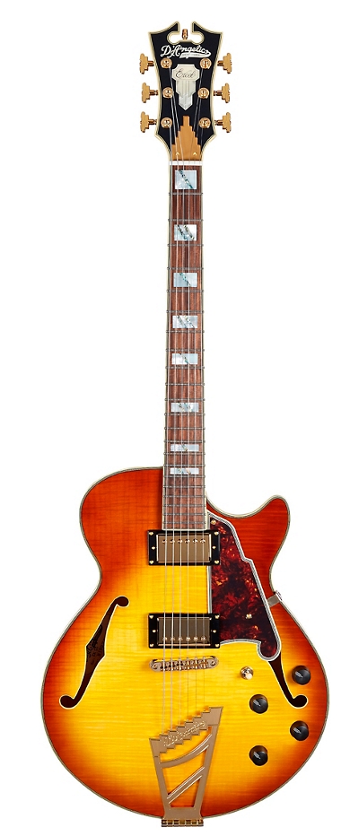 D Angelico Excel Series SS Semi-Hollow Electric Guitar with Stairstep Tailpiece Iced Tea Burst