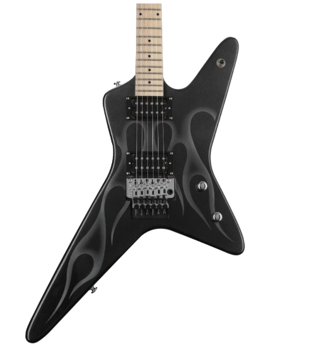 Kramer Tracii Guns Gunstar Voyager Outfit - Black Metallic and Silver Ghost Flames