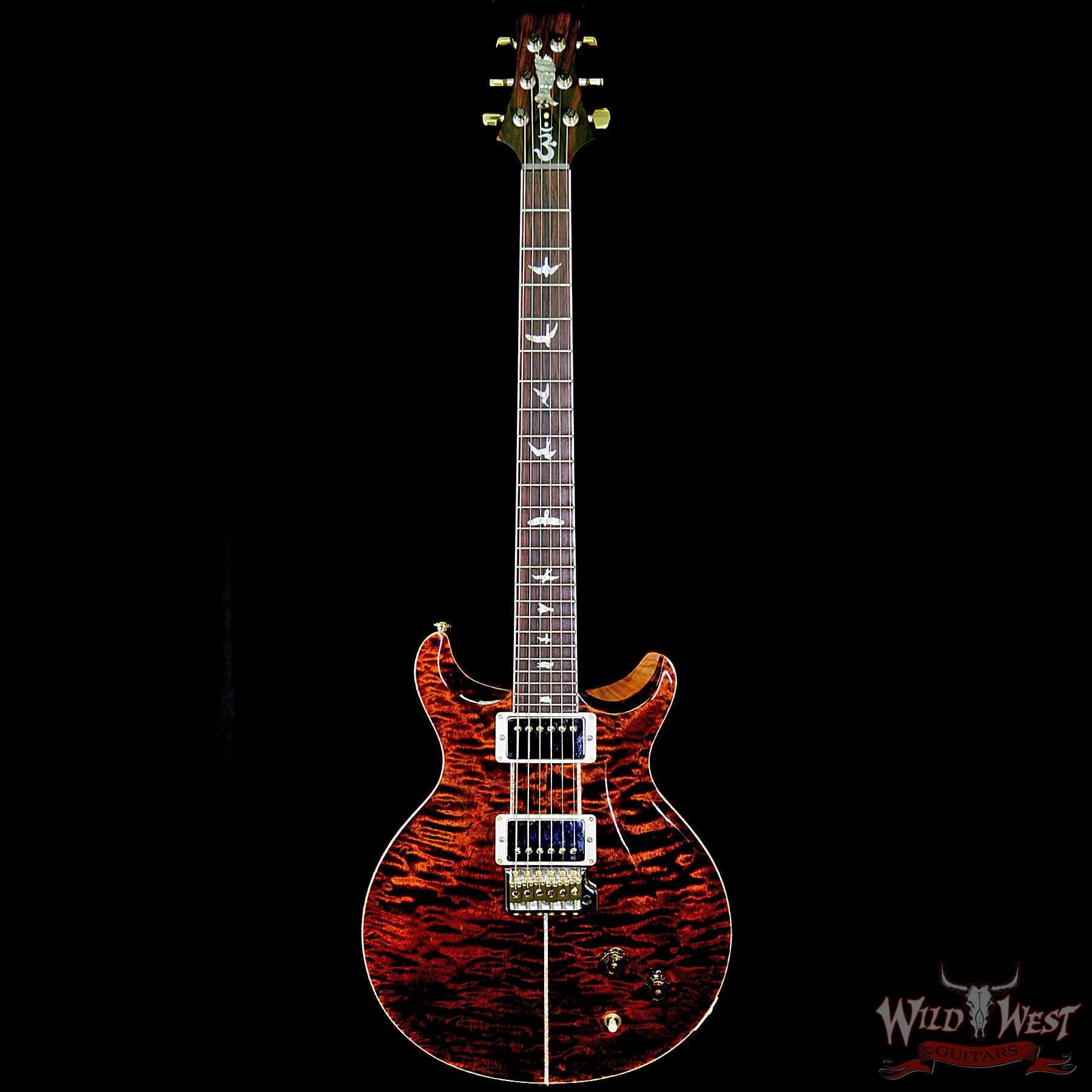 PRS Wood Library Quilt 10 Top Santana Retro Flame Mahogany Neck Cocobolo Board - Orange