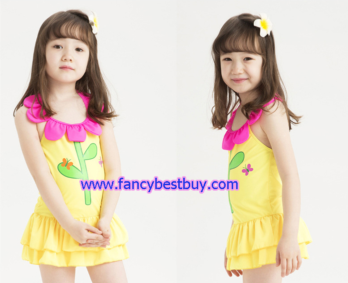 ชุดว่ายน้ำเด็กหญิง ลายต้นไม้ แบบชิ้นเดียว มีขนาด S