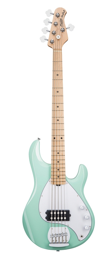 Sterling Music Man S.U.B. StingRay5 Maple Fingerboard 5-String Electric Bass Black,mint green,satin vintage sunburst