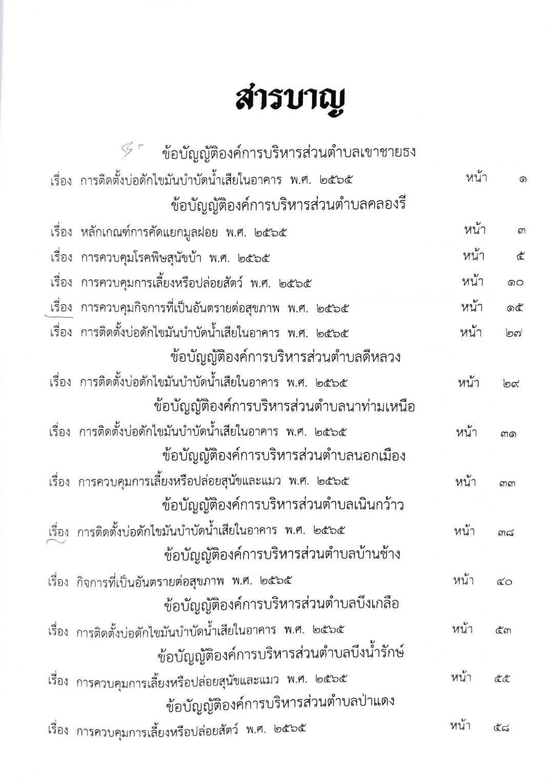30 ข้อบัญญัติองค์การบริหารส่วนตำบล (ตอนพิเศษ 308/67)