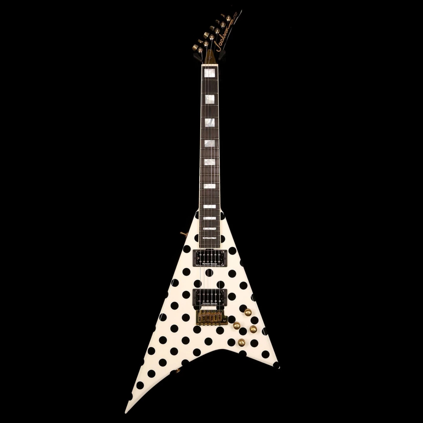 Jackson Custom Shop Randy Rhoads RR 1.5 Music Zoo Exclusive White with Black Polka Dots