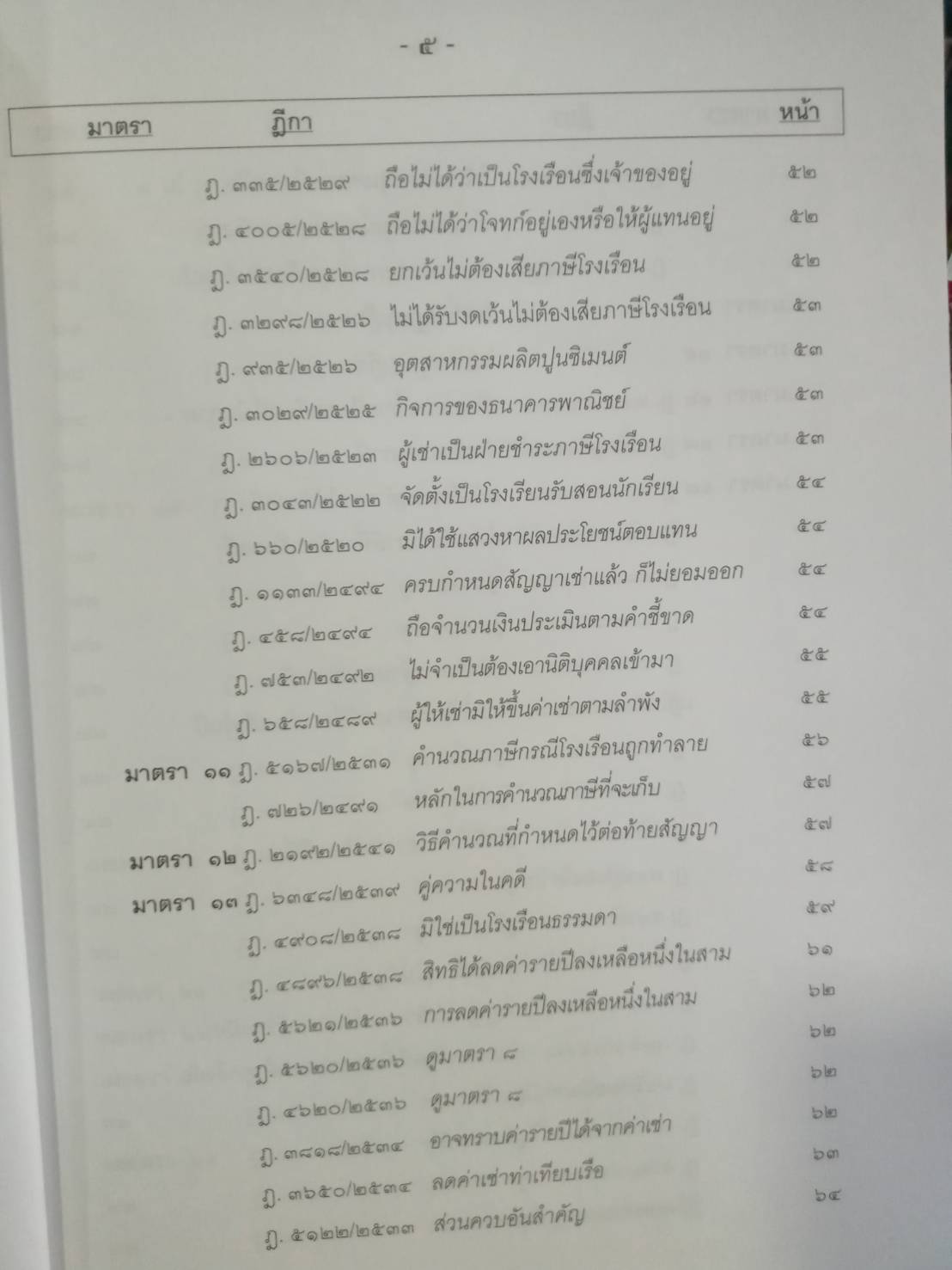 ฎีกาภาษี ตามพระราชบัญญัติภาษีโรงเรือนและที่ดิน ภาษีบำรุงท้องที่ ภาษีป้าย เรียงมาตรา