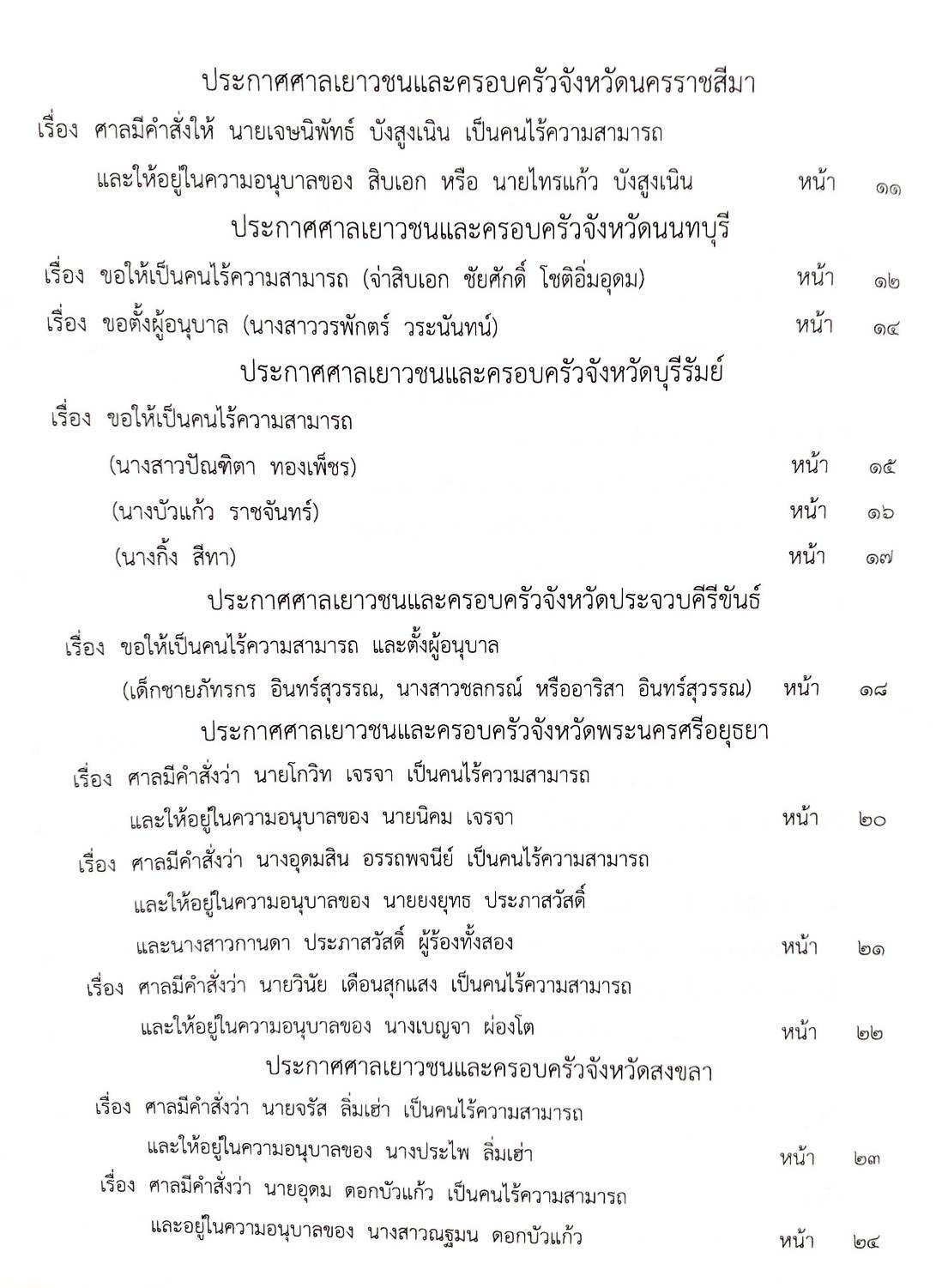 กฎหมายออกใหม่ ตอนที่ 5 ประกาศศาลแพ่งมีนบุรี ประกาศศาลเยาวชนและครอบครัวจังหวัด.. และสมาคม มูลนิธิ