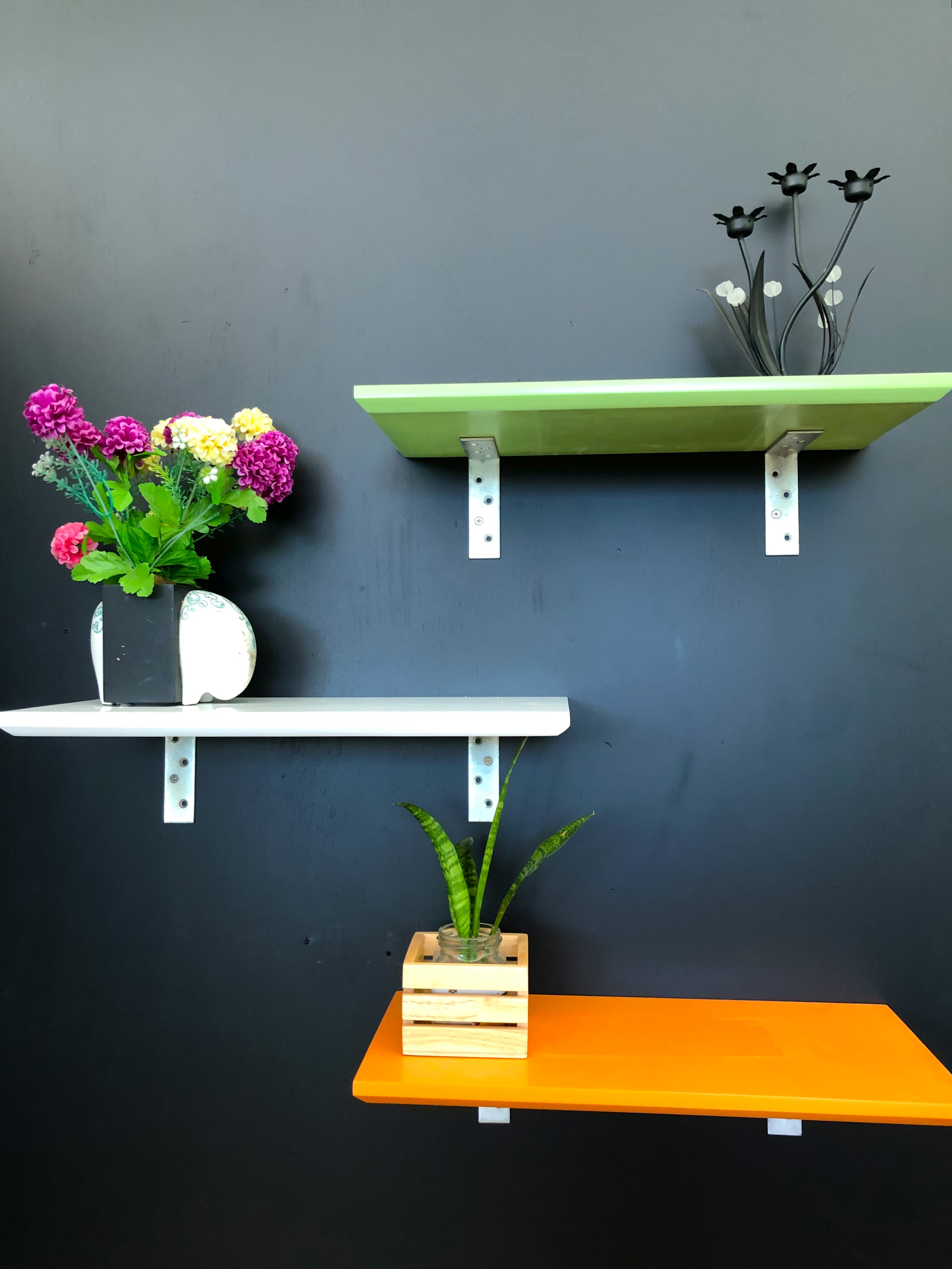 ชั้นติดผนัง ชั้นวางของ DIY ขนาด TH 2 x W 21 x L 45 Cms.สีเขียว, สีขาว, สีส้ม (ชุดละ 3 ชิ้น)