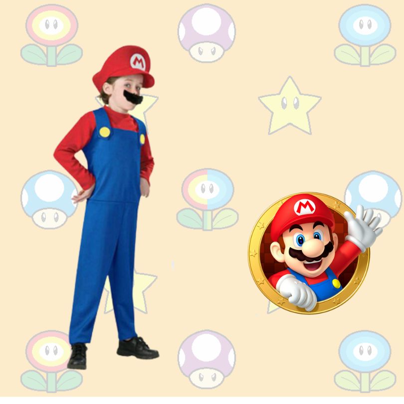 ชุดแฟนซีเด็ก มาริโอ้สีแดง จาก game Mario มี ขนาด S 110-120, M 120-130
