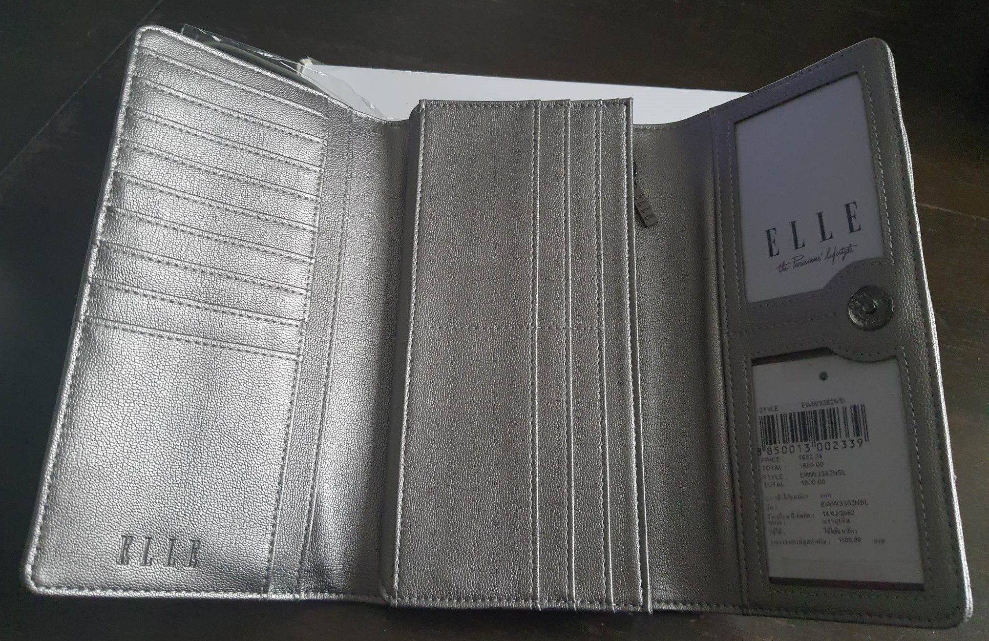 กระเป๋าสตางค์ ELLE เทาเมทาลิก ใหม่ แท้