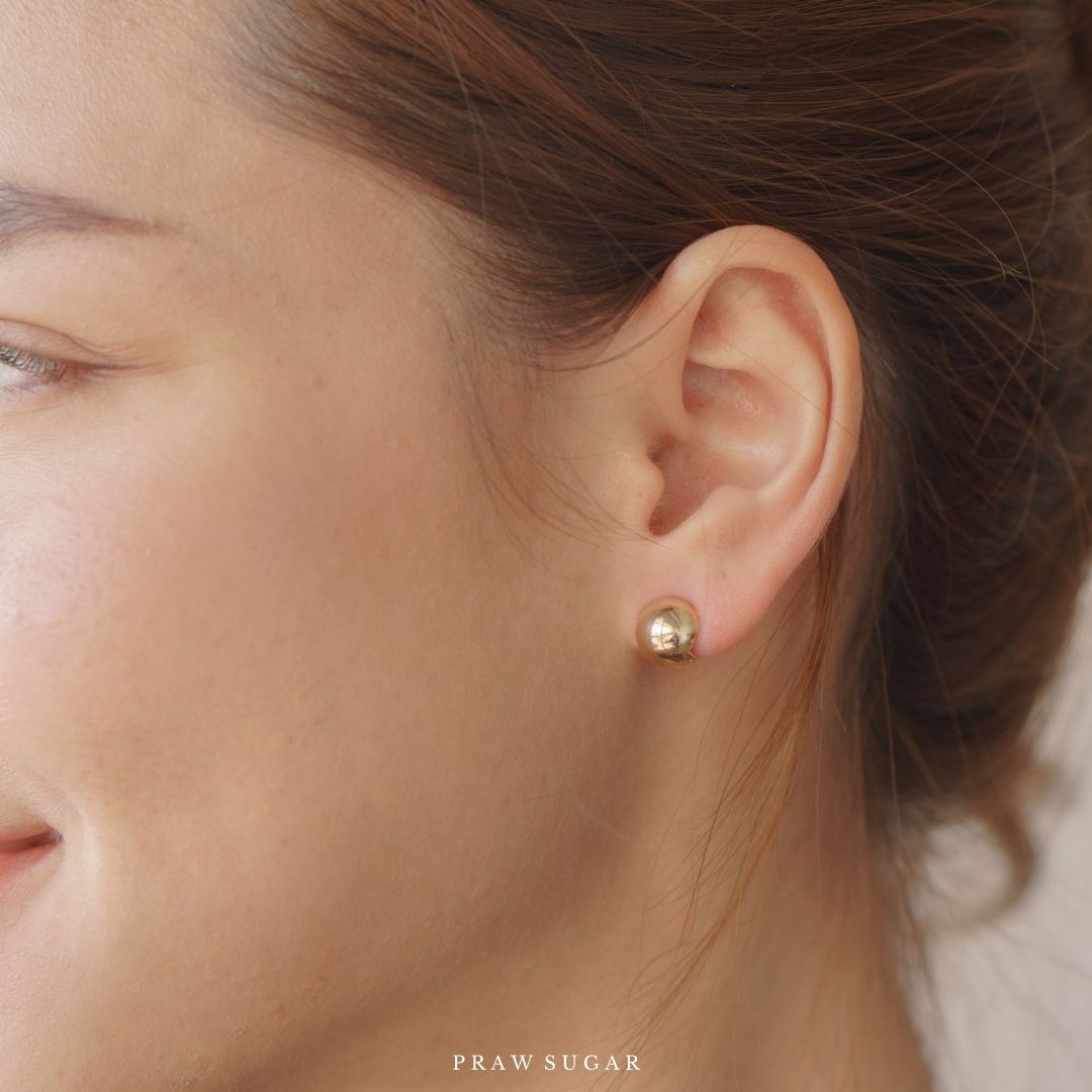 Circle Ball Hoop Earrings - ต่างหูห่วงทรงกลม (ก้านต่างหูเงินแท้)