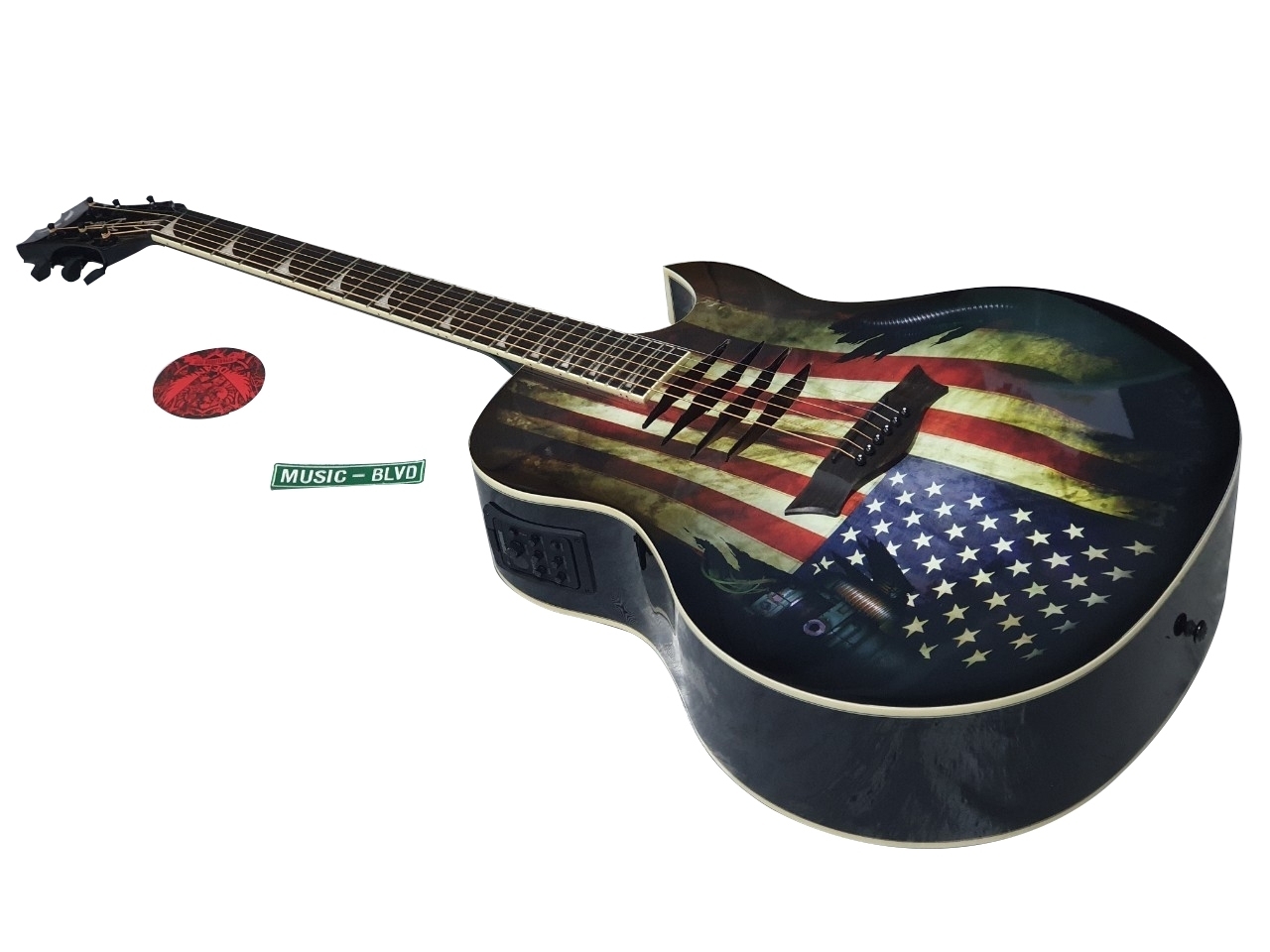 Dean Dave Mustaine Mako Glory Acoustic-Electric Guitar Flag Graphic