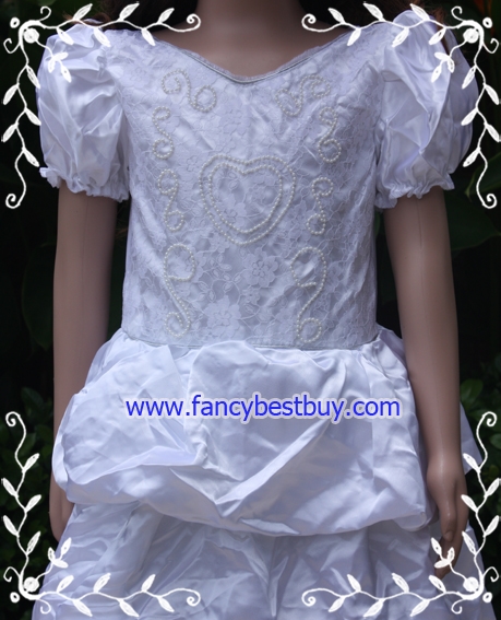 ชุดเจ้าหญิง สีขาว สำหรับแฟนซีเด็กหญิง หรือ ไปงานแต่งงาน สำหรับเด็ก 100-120 ซม.