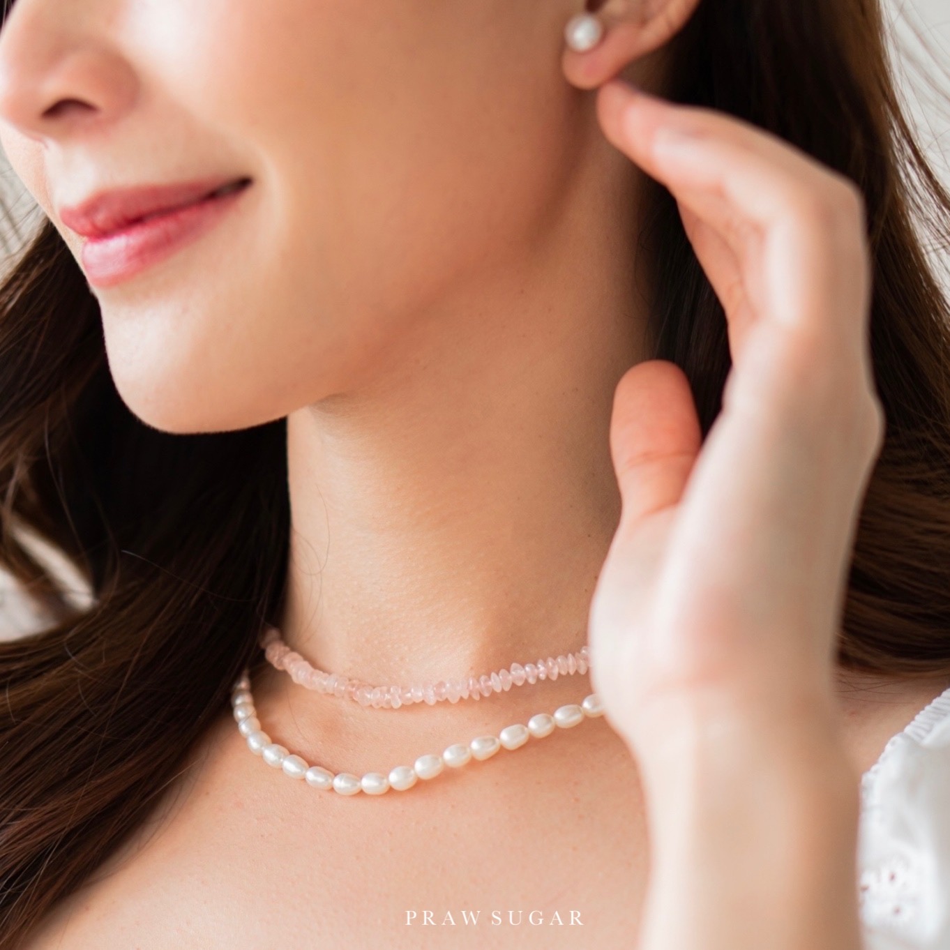 สร้อยคอมุกแท้ทรงรียาว - Rice Shape Fresh Water Pearl Necklace (ไข่มุกแท้-เรือนสร้อยเงินแท้)