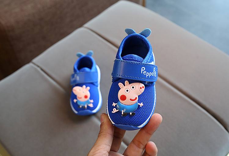 รองเท้าเด็กอ่อน 0-12เดือน รองเท้าเด็กชาย เด็กหญิง สีฟ้า peppa pig