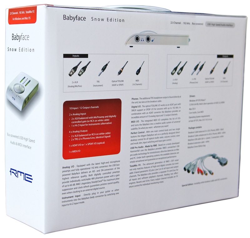 RME Babyface 22-Channel Mobile USB Audio Interface (Snow Edition)