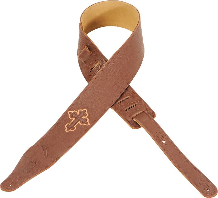 Levy's 2 1/2" Embossed Christian Cross Garment Leather Strap
