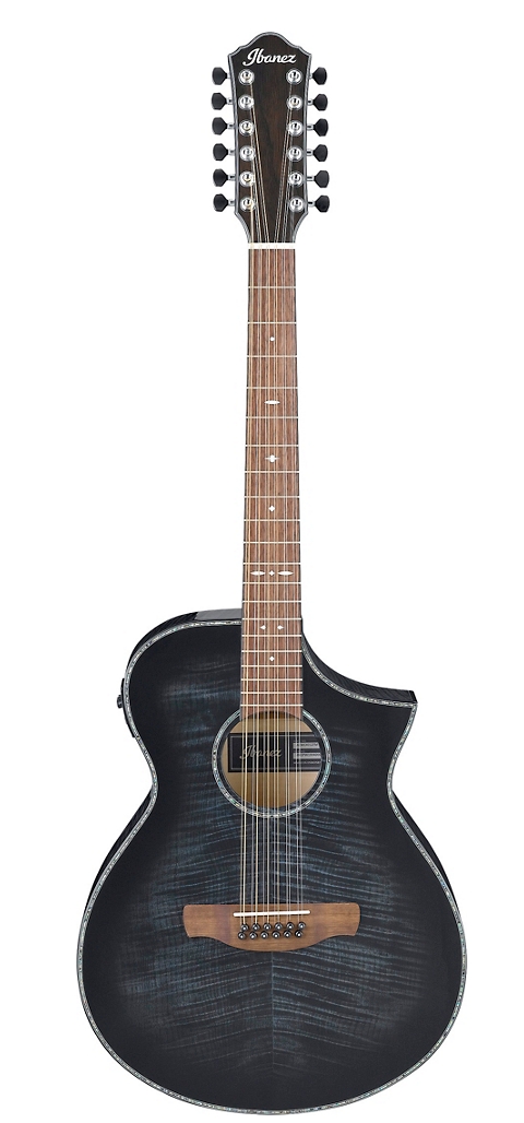 Ibanez AEWC4012FM 12-String Acoustic-Electric Guitar Transparent Black Burst