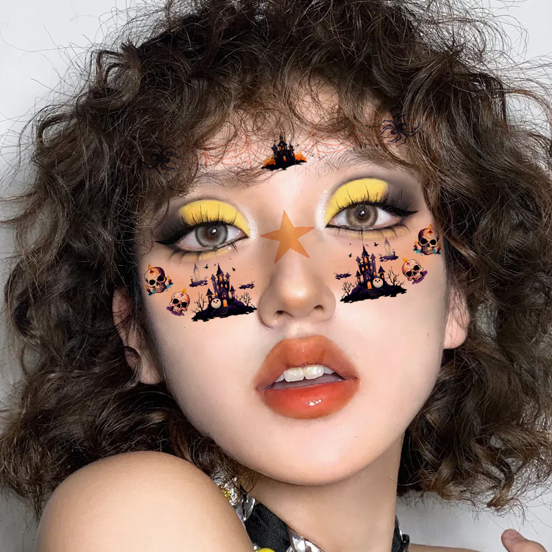 สติ๊กเกอร์แทททูแต่งหน้า ฮาโลวีน2024 SIZE 12*15.8 cm
