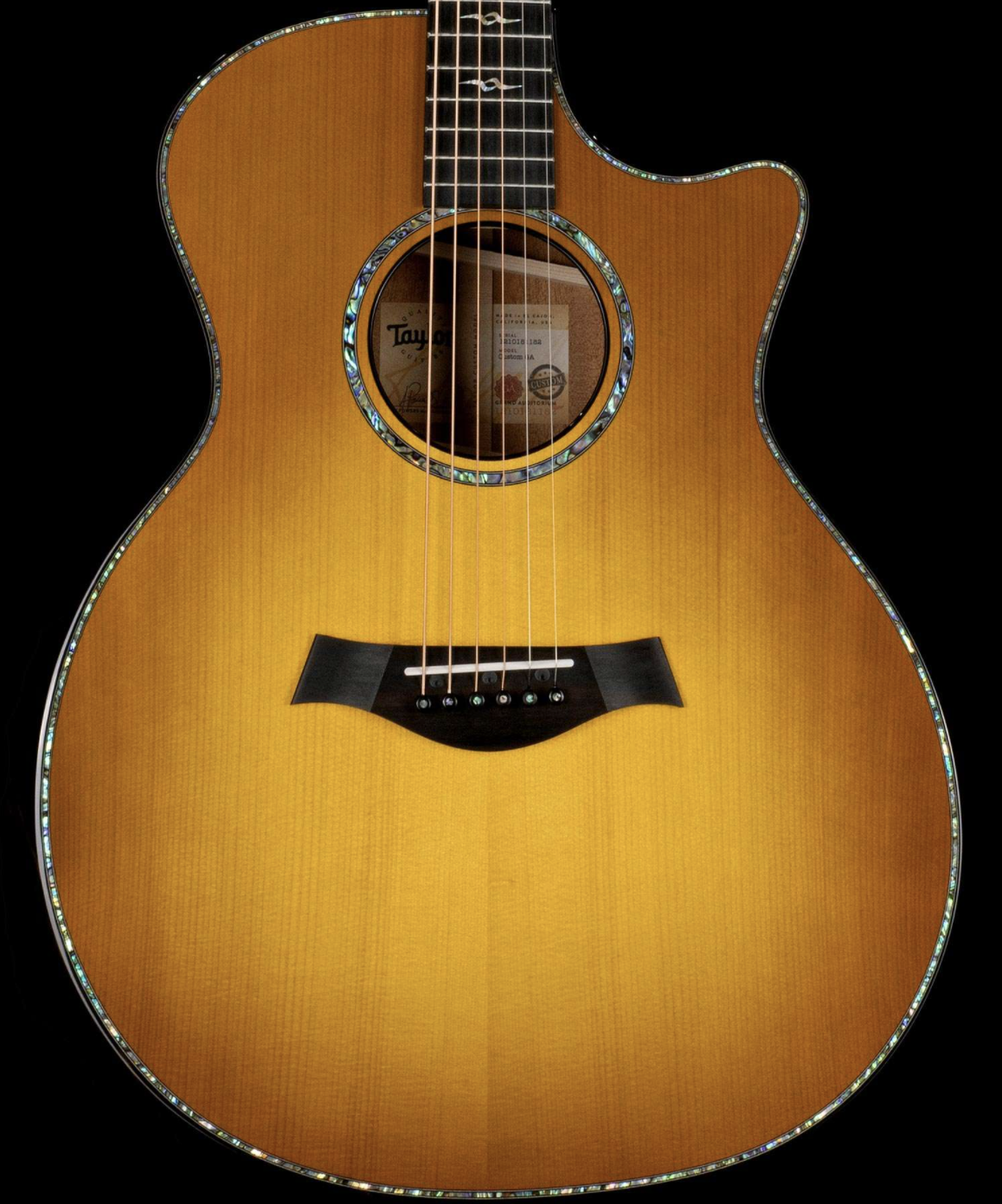 Taylor Custom Grand Auditorium Acoustic-Electric Adirondack Spruce Top Ebony Board Honey Burst