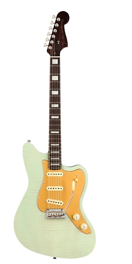Fender Parallel Universe Jazz Deluxe Stratocaster Electric Guitar with Rosewood Neck Transparent Sea Foam Green
