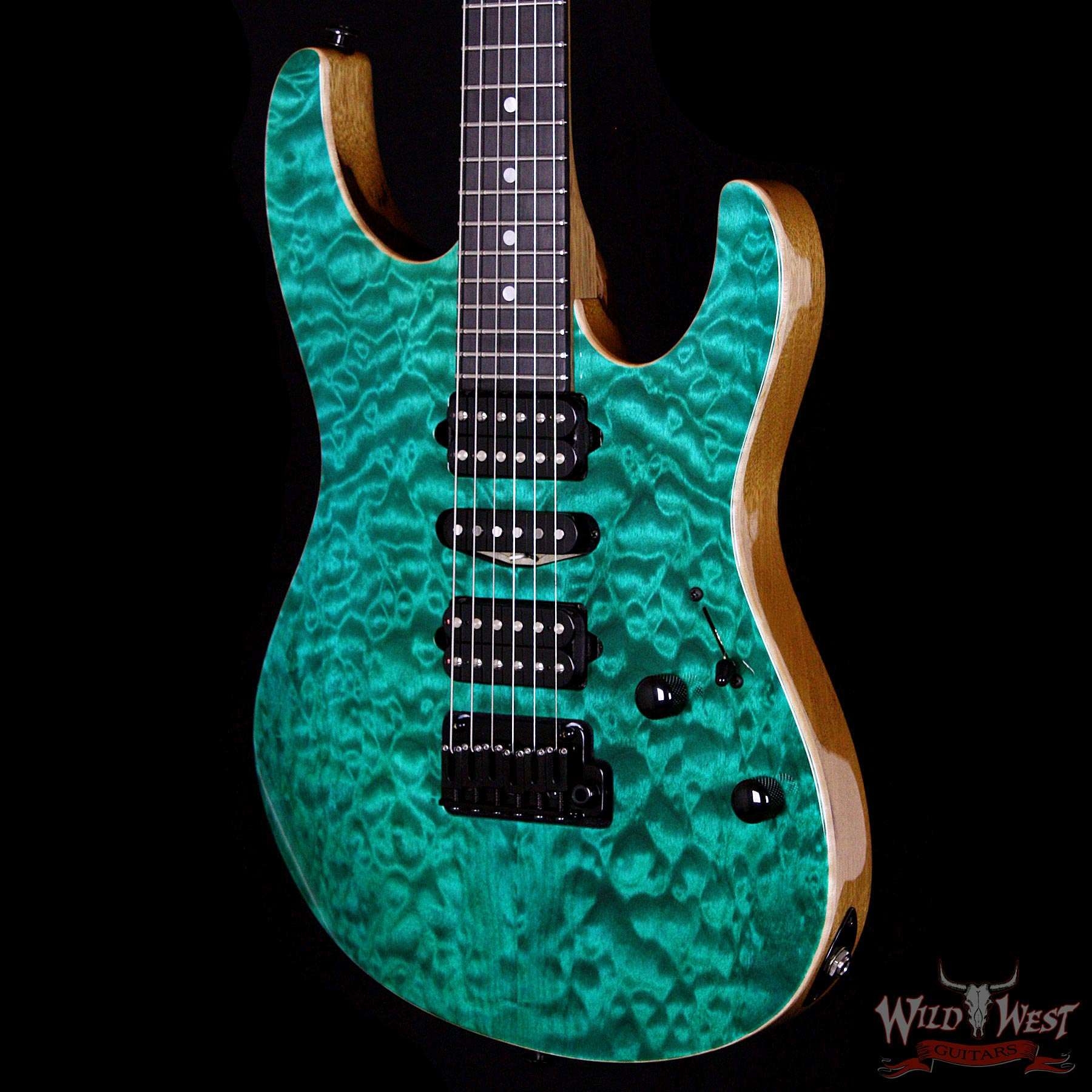 Suhr Modern Quilt Maple w Black Limba Body / Neck Ebony Board Trans Teal