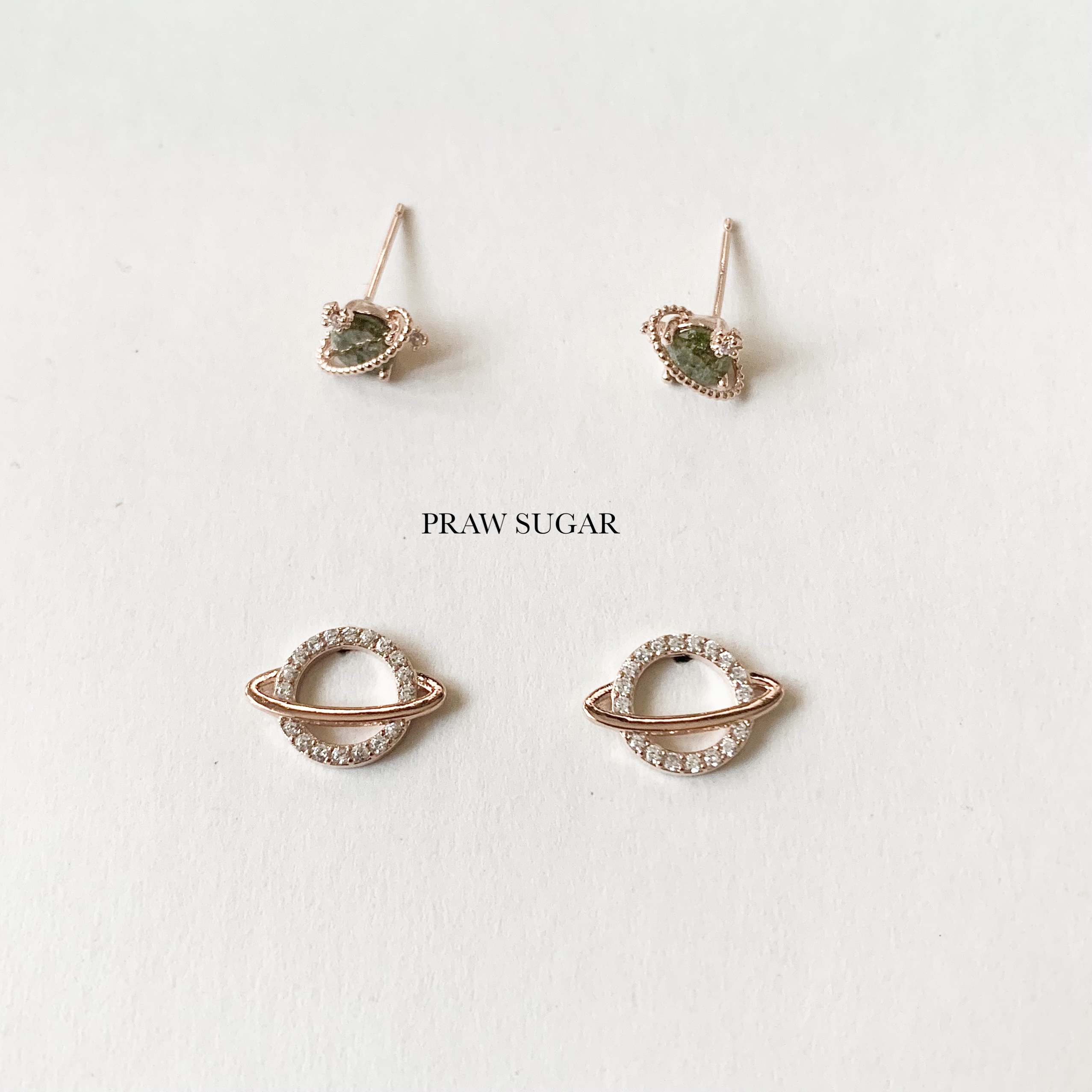 Saturn Set Earrings - เซ็ทต่างหูดาวเสาร์ (ก้านเป็นเงินแท้) (มี 6 สี)