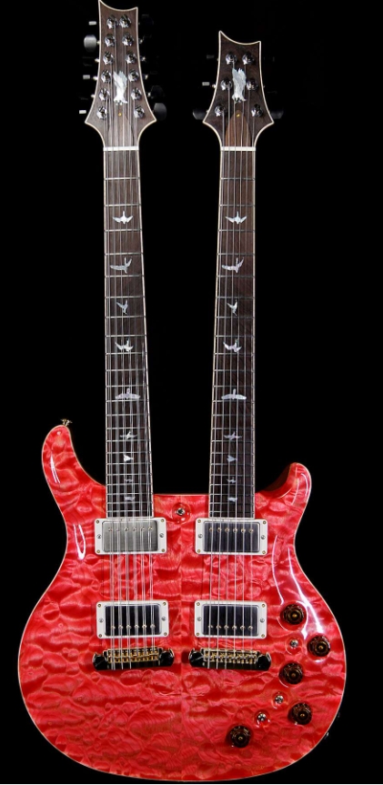 PRS PRIVATE STOCK #7827 DOUBLENECK MCCARTY 594 SEMI-HOLLOW PIEZO BRAZILIAN ROSEWOOD BOARD SALMON