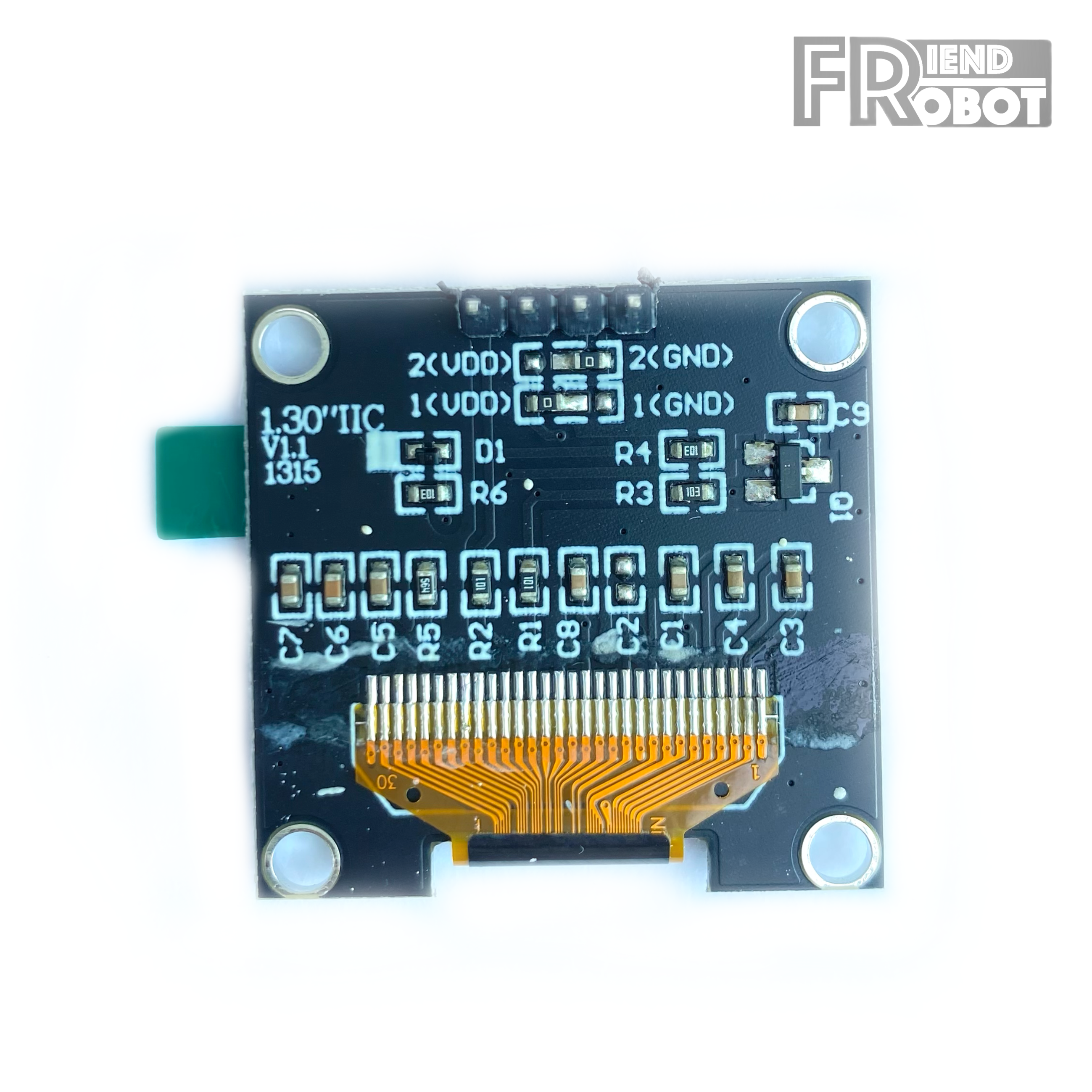 จอ OLED 1.3 นิ้ว I2C เวอร์ชั่น 1.1 ตัวอักษรสีขาว