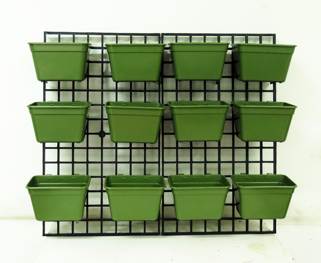 กระถางต้นไม้สวนแนวตั้งเหลี่ยมวางตั้งได้ สีเขียวขี้ม้า